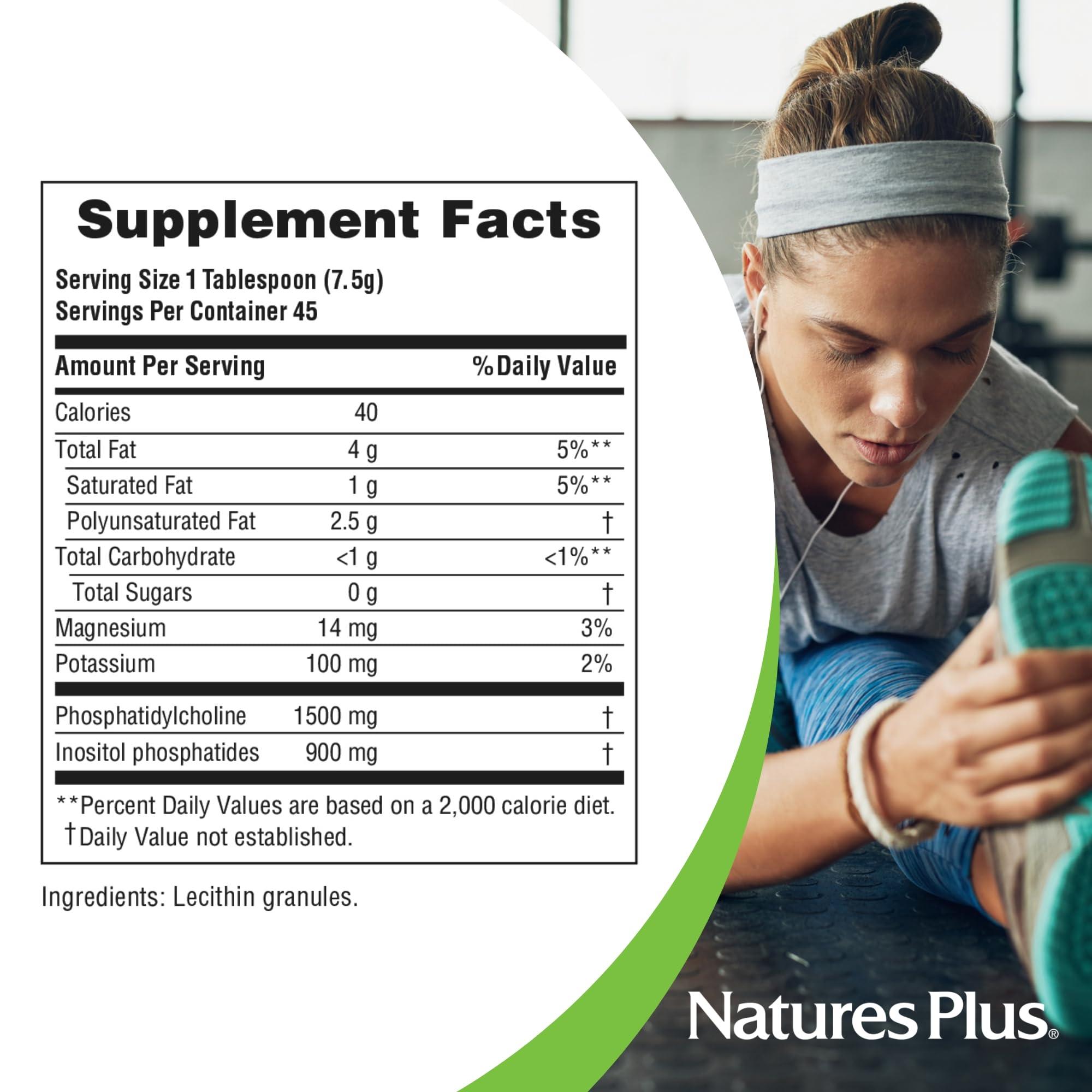 Nature's Plus NaturesPlus Lecithin Granules - 95% Soy Phosphatides, 12 oz - Lecithin Powder Supplement, Pleasant-Tasting, Oil-Free - Vegetarian, Gluten-Free - 45 Servings