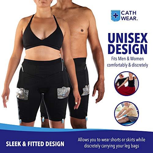 CATH WEAR Cathwear Catheter Leg Bag Underwear - Leg Bag Holder for Men & Women| Medicare Approved -Compatible with Foley, Nephrostomy, Suprapubic & Biliary Catheters Holds (2) 600ml Leg Bags - Black - XX-Large