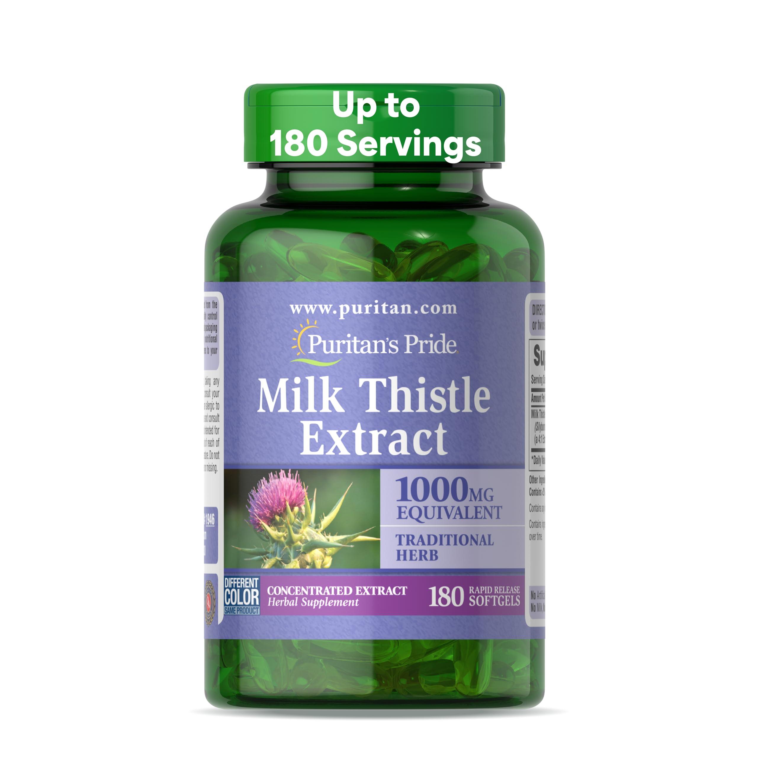 Puritan's Pride Puritan's Milk Thistle 4:1 Extract 1000mg 180 Softgels (Silymarin) Liver Health