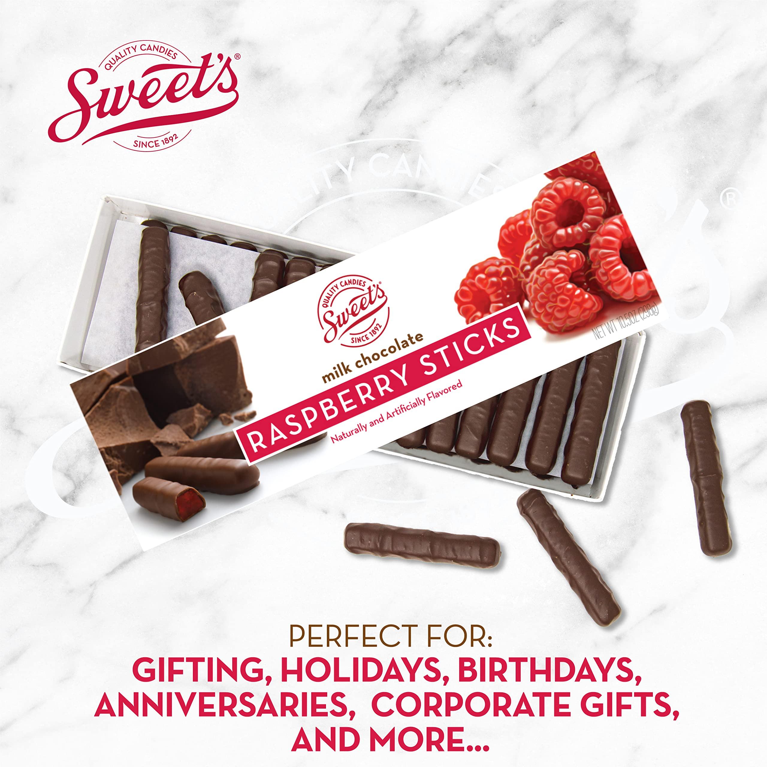 Sweet Candy Company Sweet Candy Company Milk Chocolate Raspberry Sticks - Gourmet Chocolate Covered Sticks, Chocolate Fruit Flavored Sticks, Gift Idea for Holidays, Gluten Free, Kosher - 10.5 oz Box