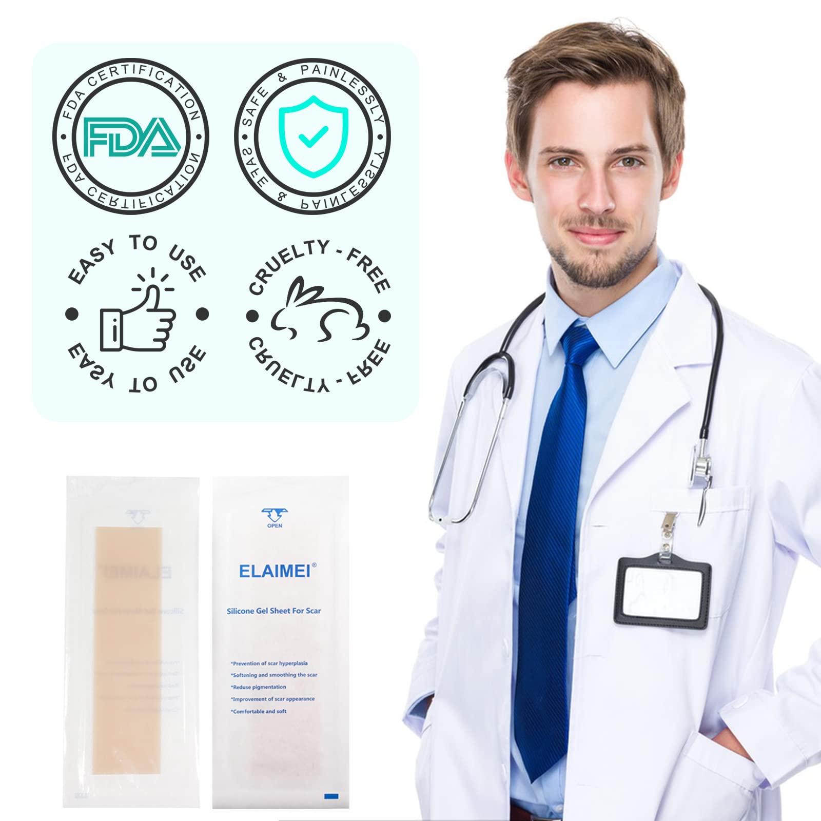 RTBYUE Silicone Scar Sheets,Professional Silicone Tape for Scars(16 pads-5.9x 1.6),Silicone Scar Tape,Scar Removal Sheets,Silicone Scar Strips for Surgical Scars, C-Section, Surgery, Burn, Keloid, Acne