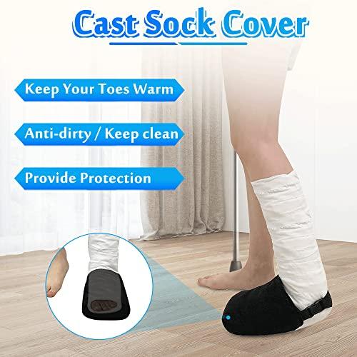 Mybow Cast Sock Toe Cover Soft for Foot Warmer Socks Walking Boot Broken Toe Ankle Orthotic Sock Protector Accessories After Surgery Orthopedic Boot Sock Leg Cast Covers (1 PCS)