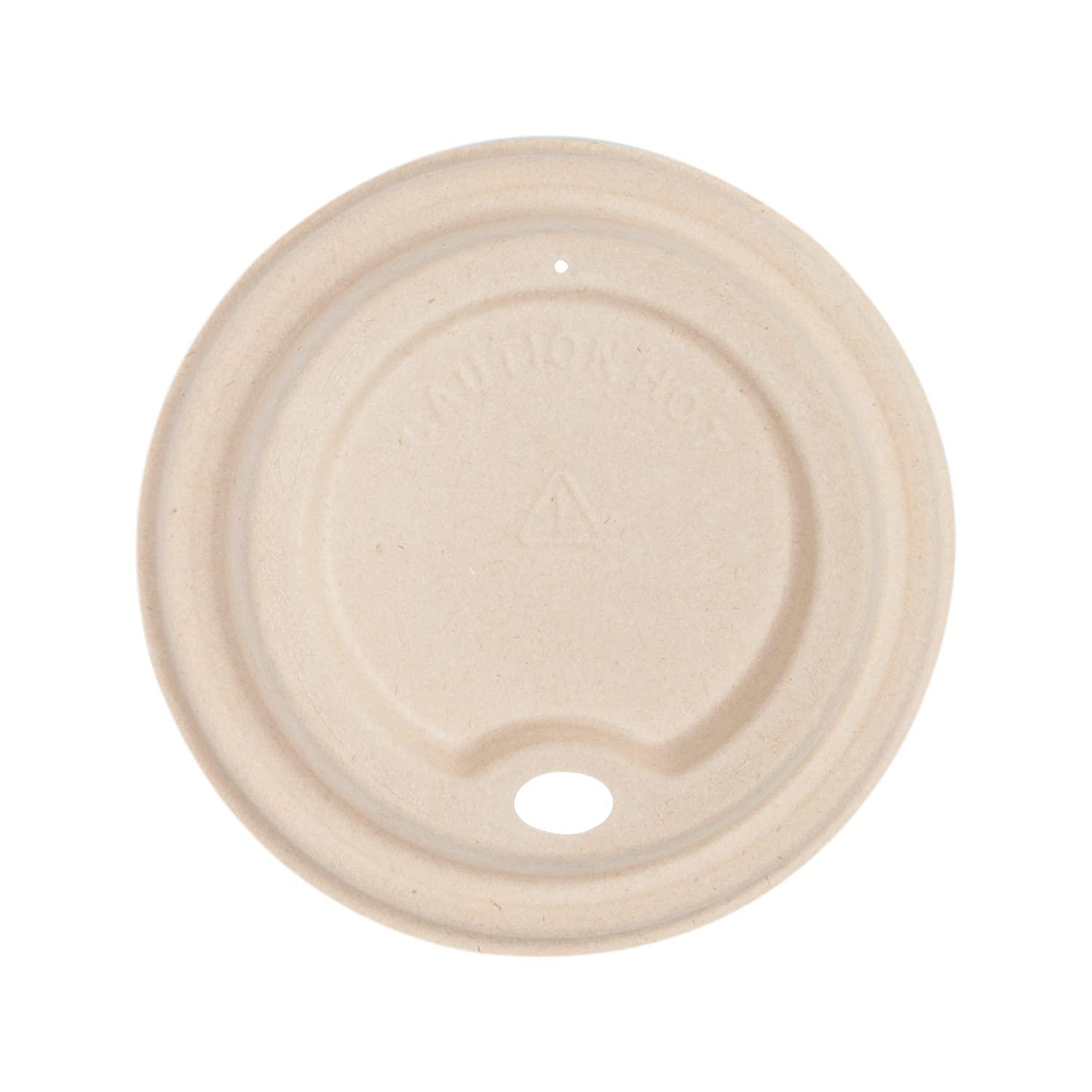 KARAT EARTH KARAT EARTH KE-BDL516N 90mm PFAS Free Bagasse Sipper Dome Lid for 10-24 oz. Hot Cup, Natural - Case of 500 pcs