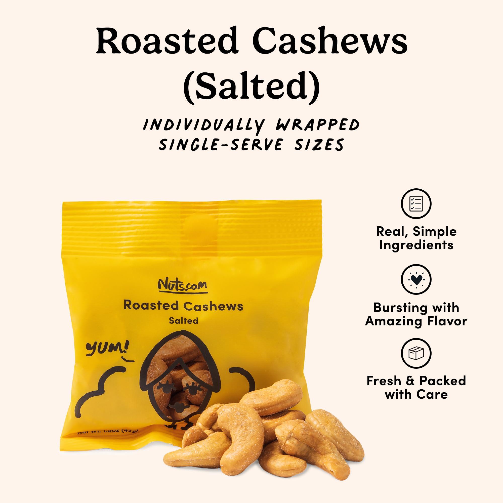 Nuts.com Nuts.com Roasted Cashews (Salted Single Serve) Creamy & Savory Flavor, Healthy Snack for Adults & Kids, Good Source of Protein, Fiber, Calcium, Iron & Healthy Fats Vegan & Gluten-Free 2 Lb Bag