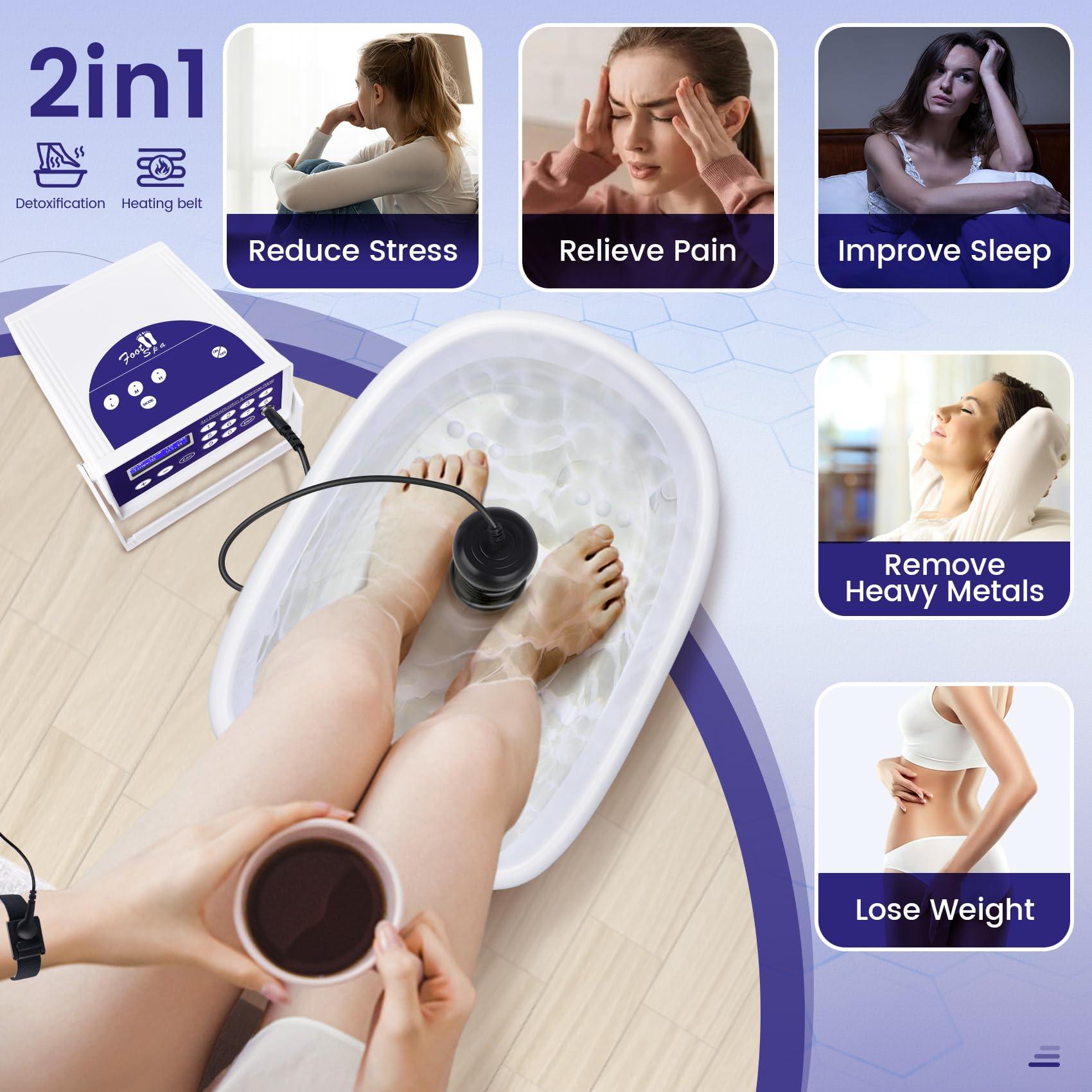 LeCuag LeCuag Ionic Detox Foot Bath Machine W Massage Slipper, Professional Ion Cleanse Ionic Detox Foot Bath Spa Machine Foot Spa Machine with LED Display, Far Infrared Belt,Foot Basin