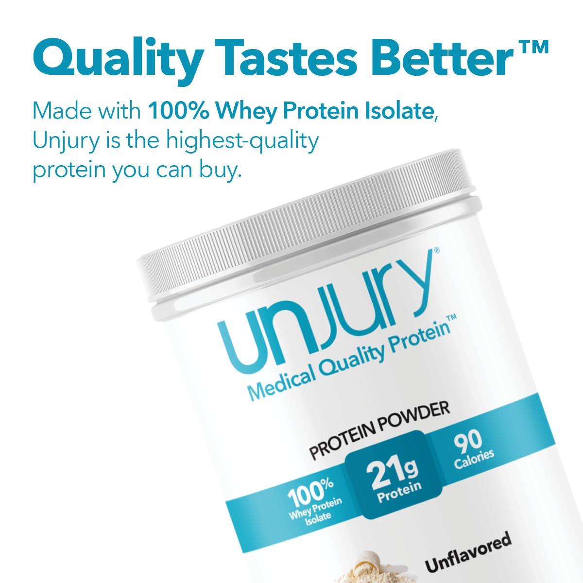 Unjury Unjury Unflavored Protein Powder | 21g 100% Whey Isolate Protein Powder | Unflavored Whey Protein Powder | Low Carb and Sugar Free Whey Protein Isolate | Gluten Free | Certified Kosher | 15 Servings