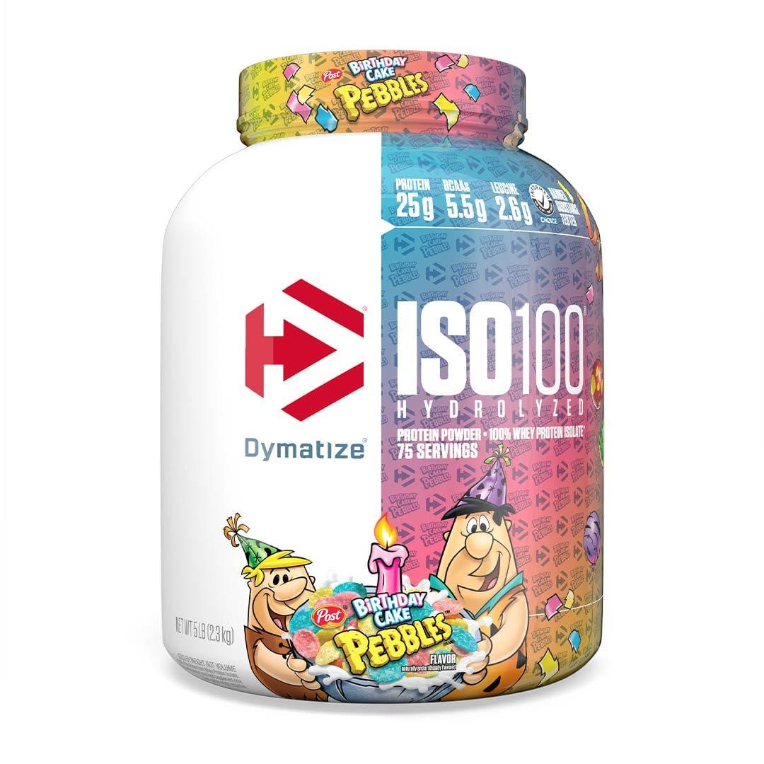 Dymatize Dymatize ISO100 Hydrolyzed Protein Powder, 100% Whey Isolate Protein, 25g of Protein, 5.5g BCAAs, Gluten Free, Fast Absorbing, Easy Digesting, Birthday Cake, 5 Pound