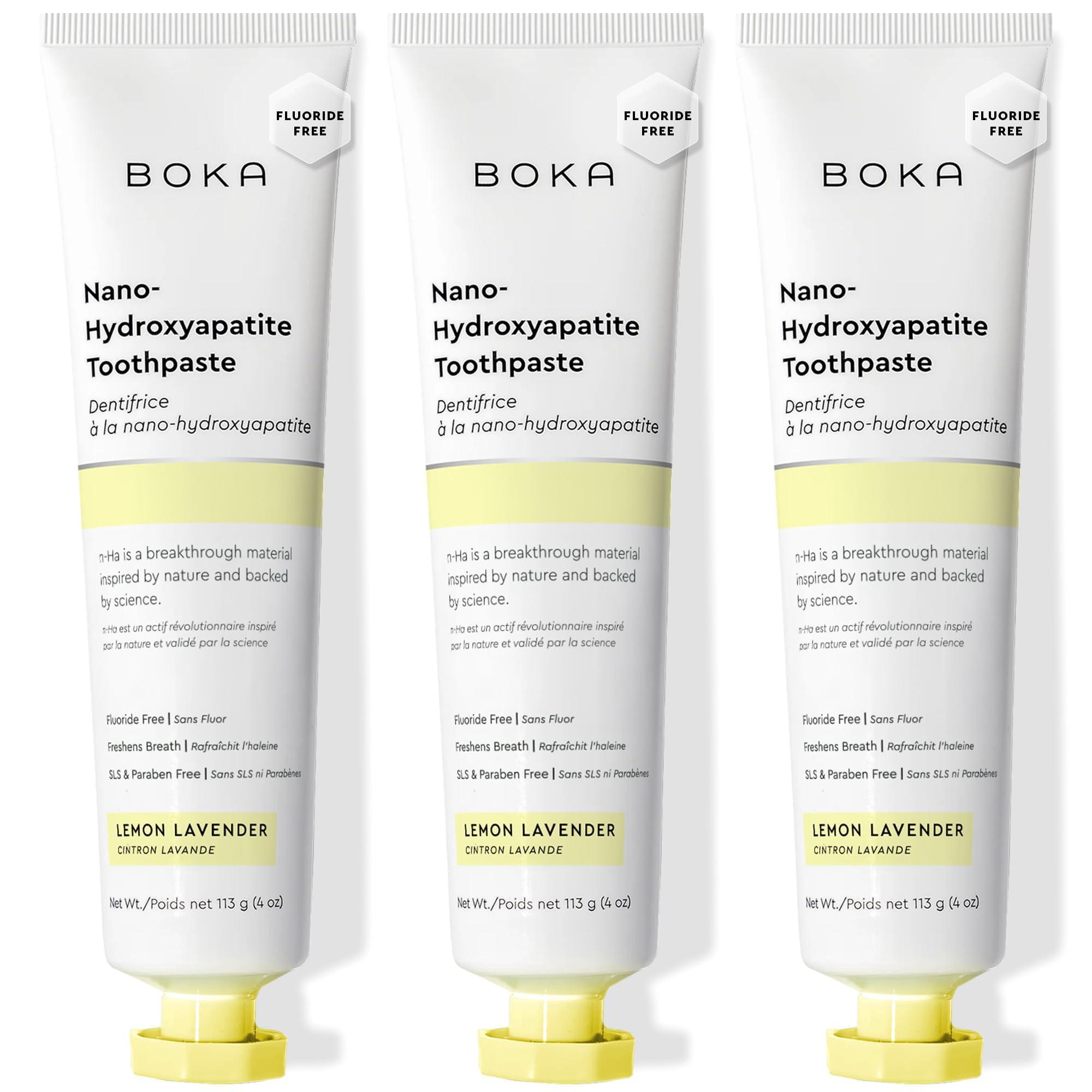 Boka Boka Fluoride Free Toothpaste Nano Hydroxyapatite, Helps Remineralize, Appropriate for Sensitive Teeth, Whitening - Lemon Lavender Flavor, 4oz 3Pk - US Manufactured