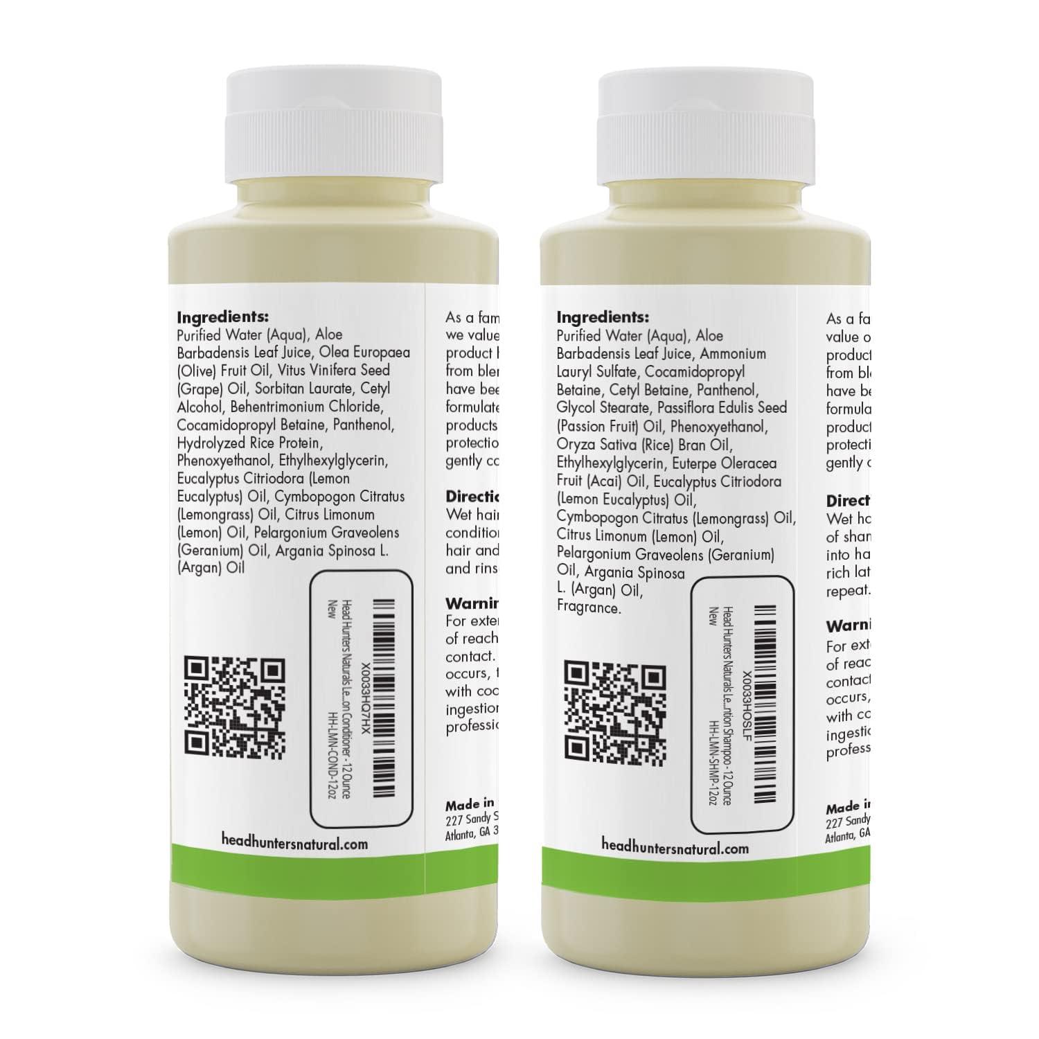 Head Hunters Natural Lice Products Lemon Heads Natural Lice Prevention Shampoo and Conditioner - Safe for Kids and Adults, 12 Ounce