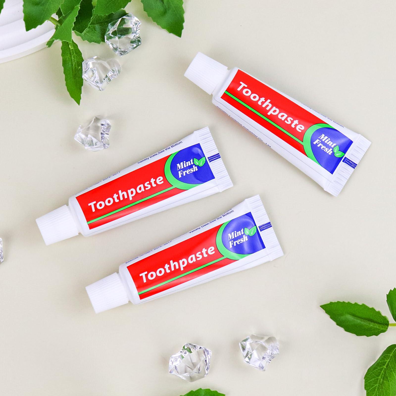 SLequipo 100 pcs Travel Size Toothpaste Bulk, 0.88oz/25 Grams Small Toothpaste Travel Size Bulk 4x1.4 inches Mint Mini Disposable Toothpaste for Hotel,Guests,Homeless,Charity