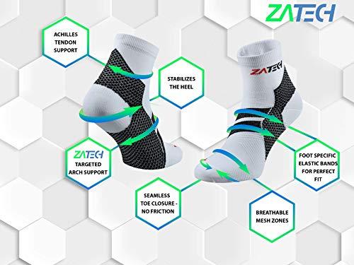 ZaTech ZaTech Plantar Fasciitis Sock, Compression Socks (White/Black, Large)