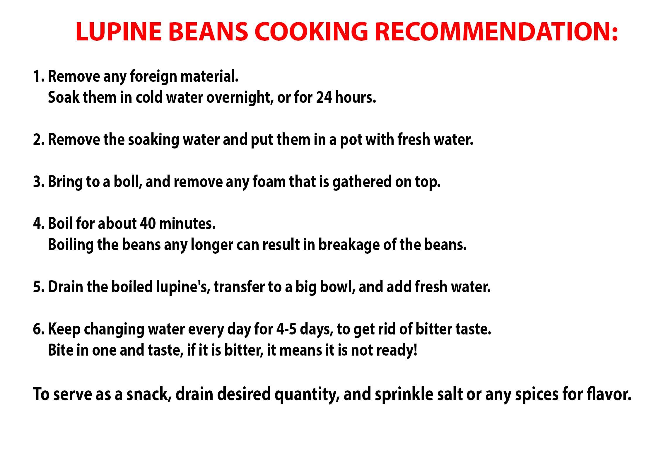 TAZAH Lupini Beans Dry 14.11oz (400g) - Imported Dried Lupin Beans in Resealabe Bag