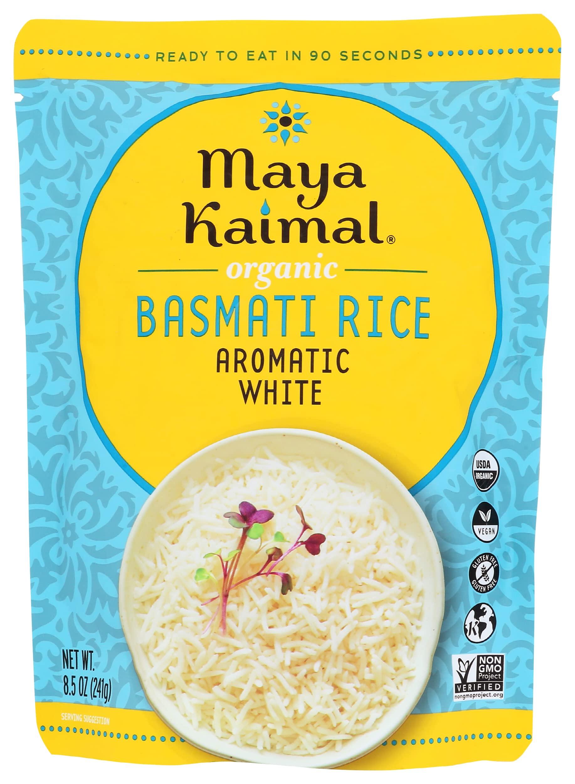 Maya Kaimal Maya Kaimal Organic Basmati Rice Aromatic White, Ready to Eat, Fully Cooked, Vegan, Certified Organic, Non GMO, Gluten Free, 8.5 Ounce (Pack of 6)
