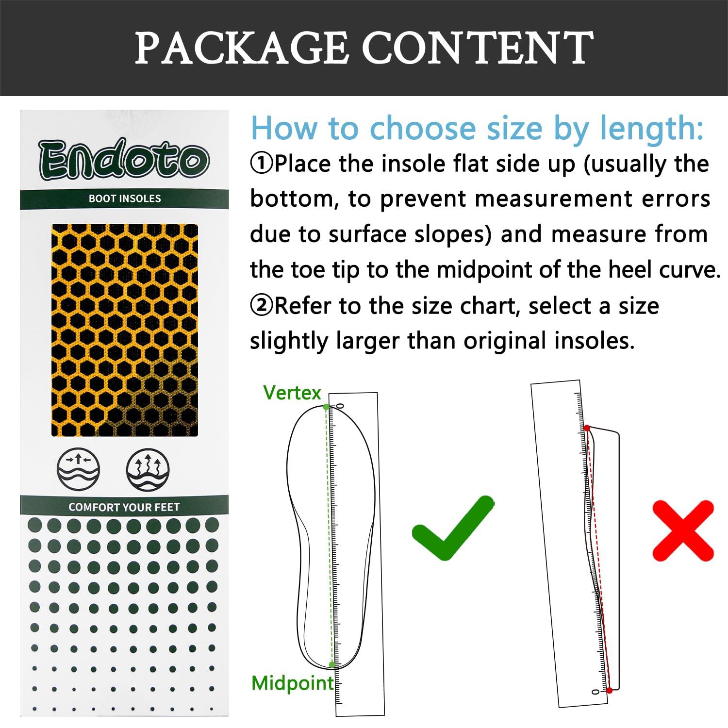 Endoto Endoto Insoles for Georgia Boot Shoes, Replacement Footwear Memory Foam Inserts for Men & Women Shock Absorption & Foot Pain Relief(Size: US XL / M11-M12.5)