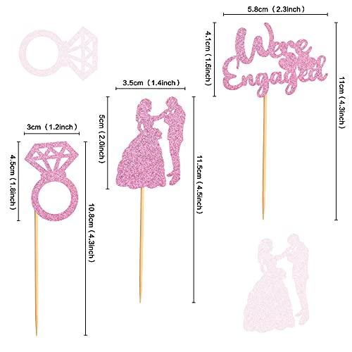 Keaziu Keaziu 36 Pack Pink We're Engaged Cupcake Toppers Ring Men Women Proposal Party Decorations Cupcake Toppers for Wedding Bridal Shower Bachelorette Cake Decoration