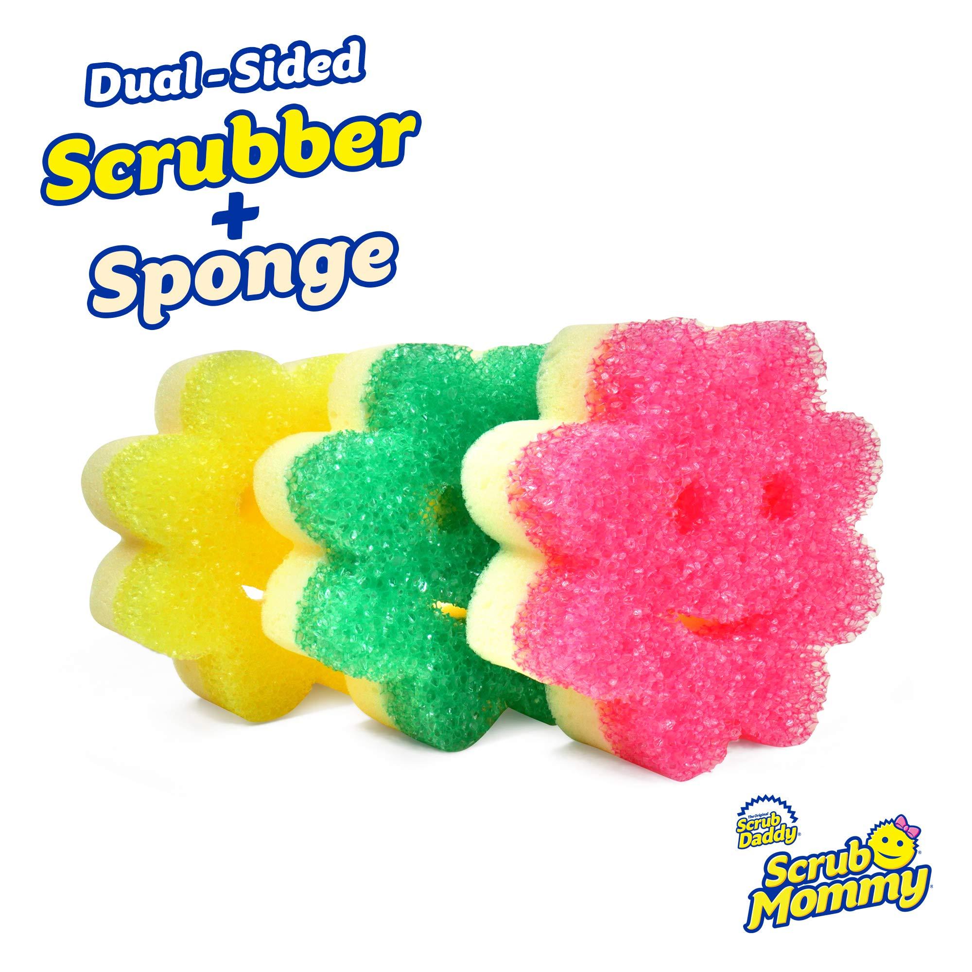 Scrub Daddy Scrub Daddy Sponge Set - Scrub Mommy Power Flower Dual- Sided Sponge and Scrubber - Non Scratch Sponge for Dishes and Home, Odor Resistant, Firm in Cold Water Soft in Warm , Multi-Surface 3 ct