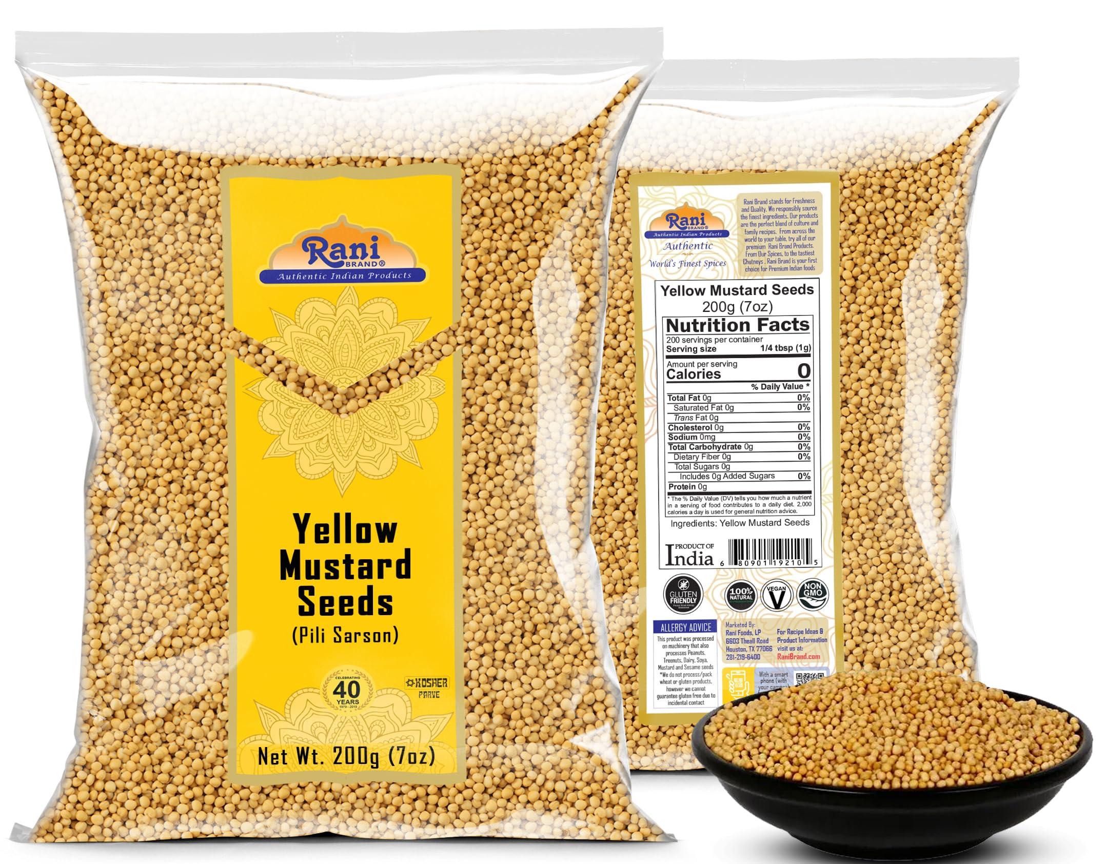 Rani Brand Authentic Indian Products Rani Yellow Mustard Seeds Whole Spice 7oz (200g) ~ All Natural | Vegan | Gluten Friendly | NON-GMO | Indian Origin
