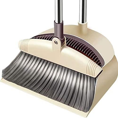 Jingyuan Kitchen Broom and Dustpan Set for Home, Outdoor Dustpan and Brush Set Comb, Small Broom and Dustpan Set, Mini Broom and Dustpan Set,Long Handled 3 Size Handle,Broom with Dustpan Comb Set Upright