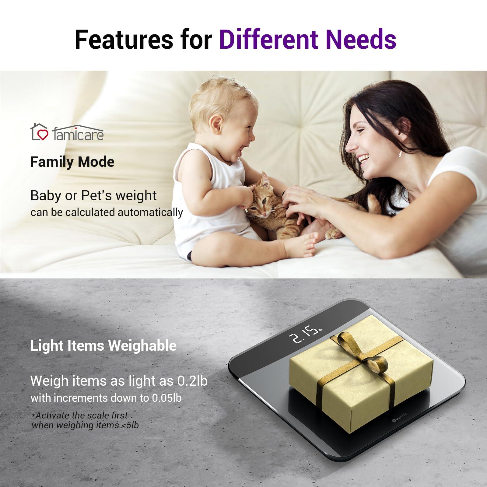 OVUTEK Ovutek Bathroom Scales Digital Weight, Topnotch Quality 450lb Weight Scale, Most Accurate to 0.05lb, Automatic Weighing Scale for Body Weight, Baby, Pet, Larger LED, Sturdy and Durable Base Machine