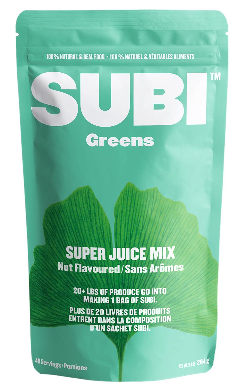 SUBI SUBI Best Green Superfood NOT Flavoured Vegetable and Daily Greens Replacement Raw Ingredients: Matcha, Kale, Barley Grass, Spirulina, Acai, Goji Berry + More Morning Energy Booster 40 Day Supply