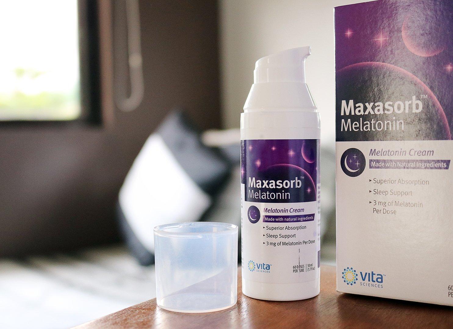 Vita Sciences Vita Sciences Maxasorb Melatonin Cream for Sleep Rich Melatonin 3mg - Melatonin Night Cream - Unscented Melatonin 3 Mg. Topical Melatonin Lotion Can Be Used For Face and Body