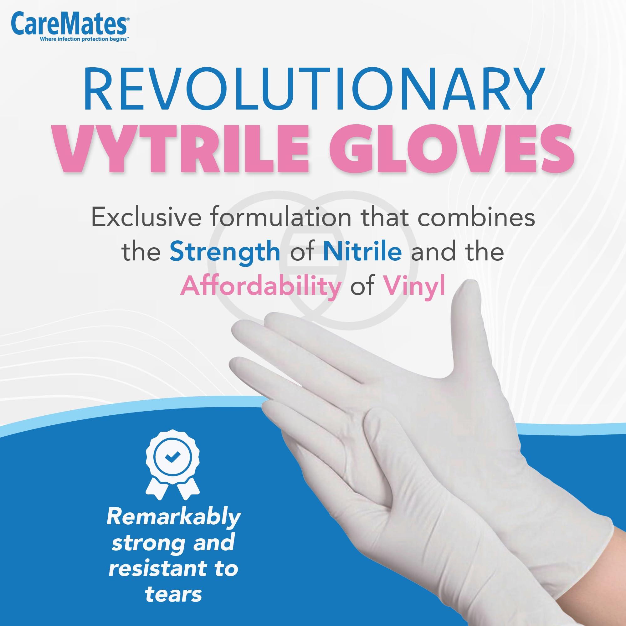 SHEPARD MEDICAL PRODUCTS CareMates Vytrile Medical Exam Gloves, Latex Free Rubber, Powder Free, Extra Strong, 4 Mil Thick, Certified for Home Infusion, First Aid, Food Safe, Cleaning Gloves, Small, 50-Pack