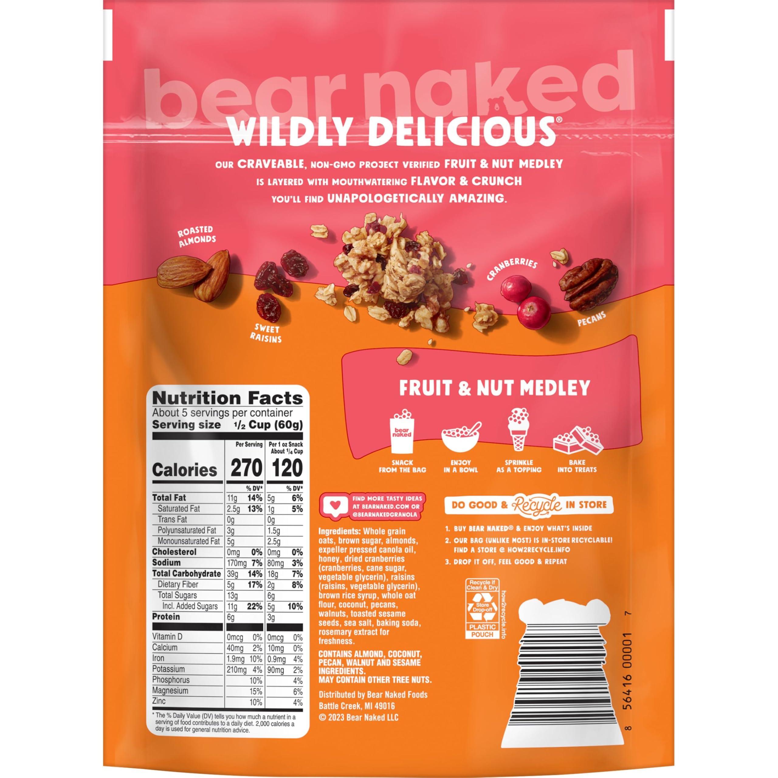 Bear Naked Bear Naked Granola Cereal, Breakfast Snacks, Fruit and Nut, 12oz Bag (1 Bag)