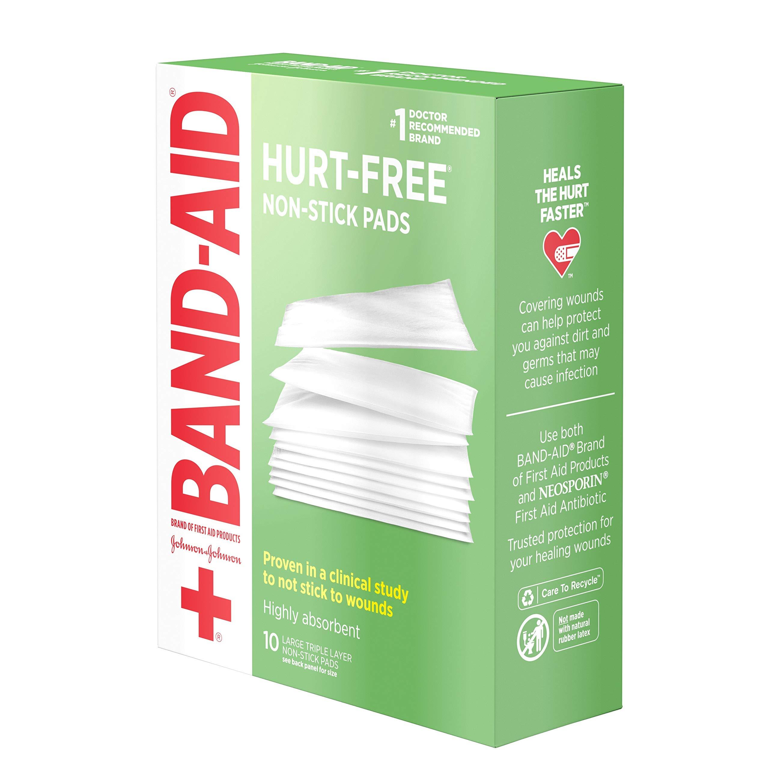 Band-Aid Band-Aid Brand Adhesive Bandages, Large Hurt-Free Non-Stick Pads, 3-Inch x 4-Inch Pads, 10 Count, 3 Pack