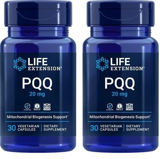 Life Extension Life Extension PQQ (Pyrroloquinoline Quinone) 20mg Promotes The Growth of New Cellular Mitochondria - Gluten-Free, Once-Daily, Non-GMO, Vegetarian - 30 Vegetarian Capsules (Pack of 2)