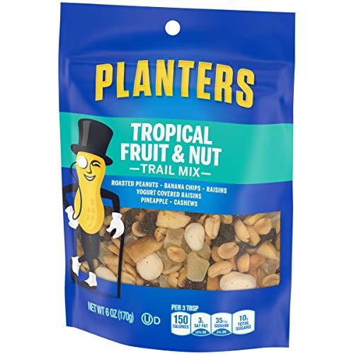 Planters Planters Tropical Fruit & Nut Trail Mix with Roasted Peanuts (Banana Chips, Raisins, Yogurt Raisins, Pineapple & Cashews, 6 oz Pack of 12)