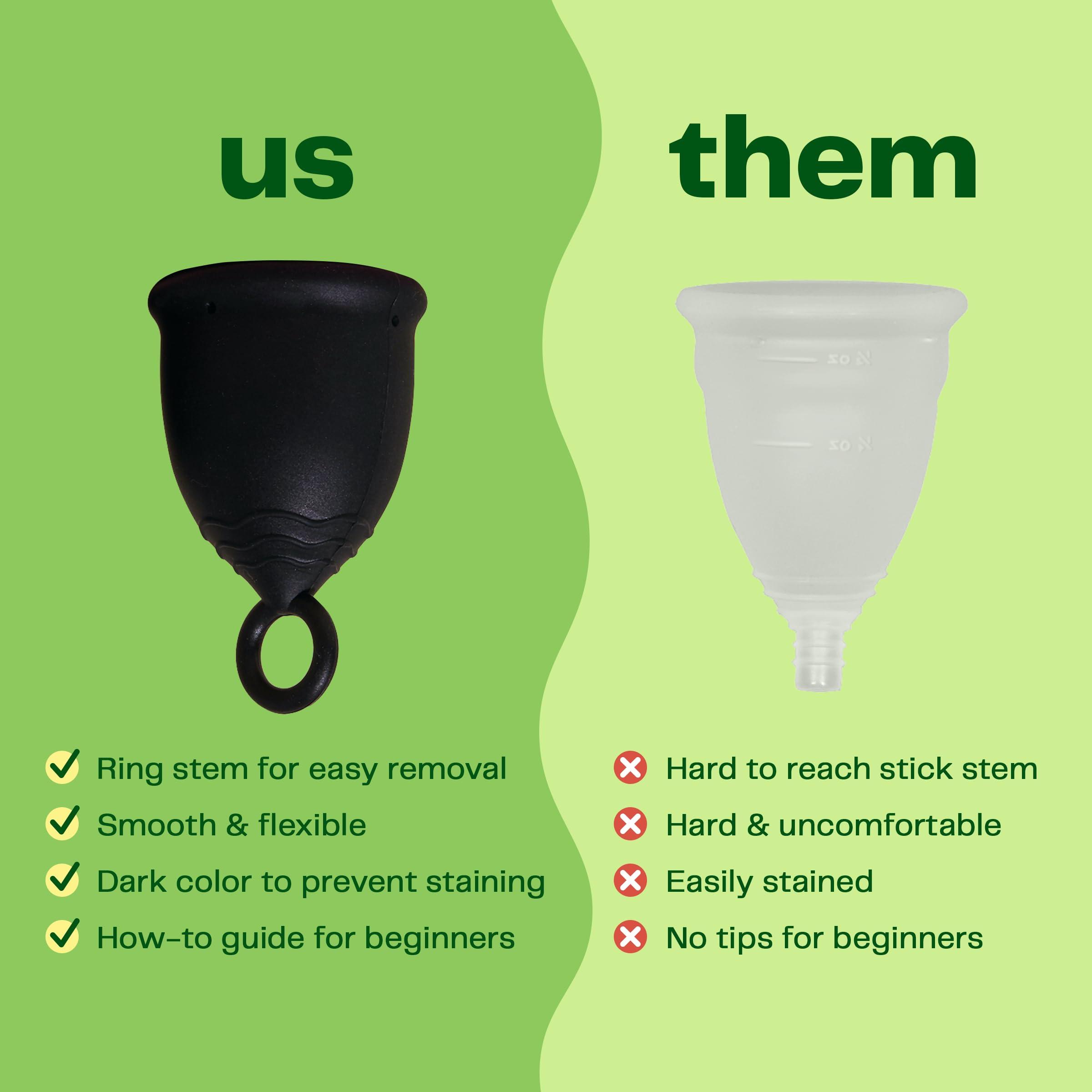 VIV FOR YOUR V. Viv for Your V Large Premium Menstrual Cups for Heavy Flow, Ring Stem Easy Removal, Soft Tampon Alternative for Active Lifestyle, Comfortable 12 Hour Wear, Medical-Grade Silicone Reusable Period Cup