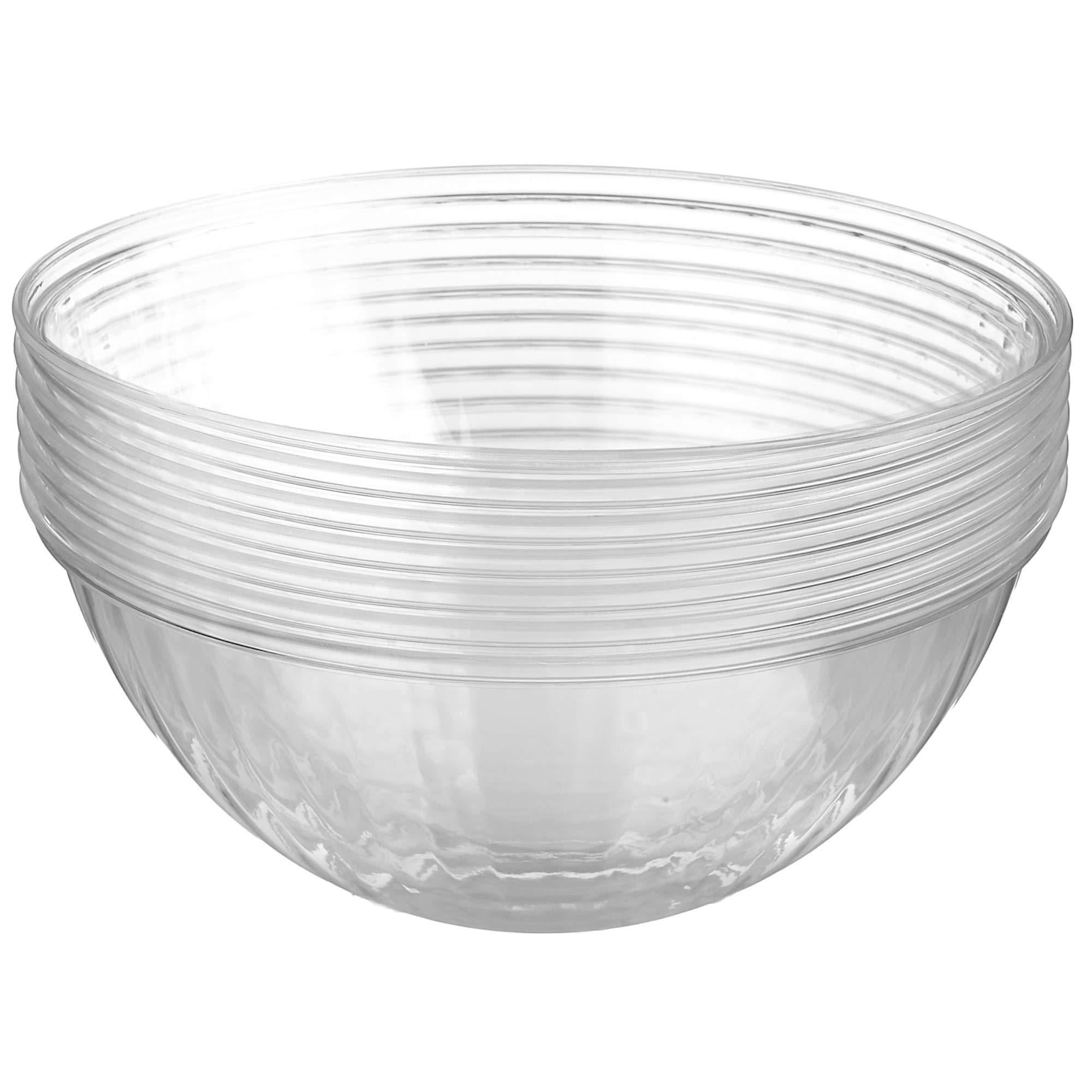 Prestee Prestee Clear Plastic Serving Bowls, 96 Oz. 6 Pack - Round Disposable Large Plastic Bowl, Punch, Party, Chip Bowl Containers - for Candy, Salads, Parties, & Serving Food - Salad Bowl Dish for Eating