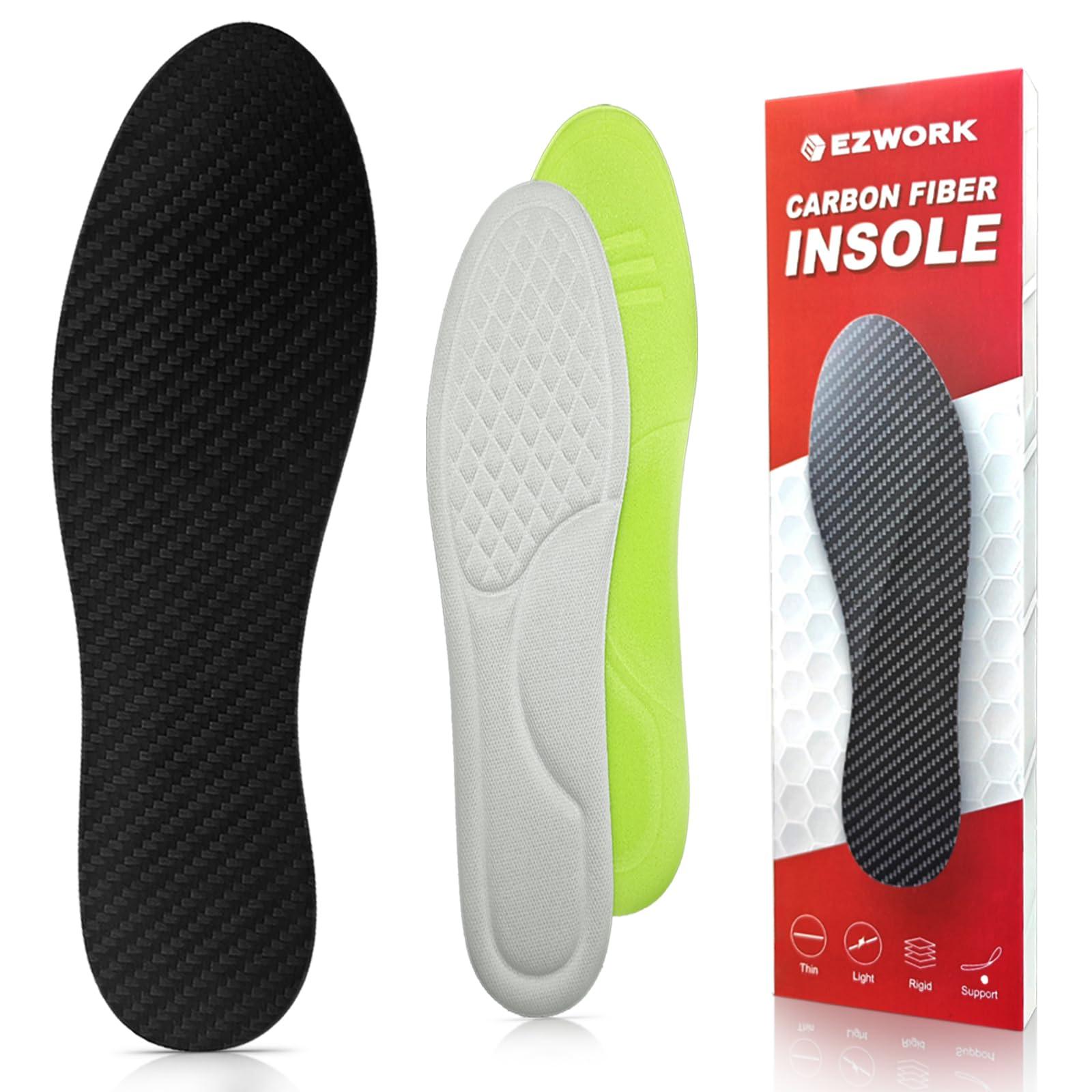 EZWORK Carbon Fiber Insoles, Carbon Fiber Foot Plate 1 PC Rigid Shoe Insert Support Turf Toe, Foot Fractures, Morton Extension, Hallux Rigidus and Limitus - Alternative to Post Op Shoe