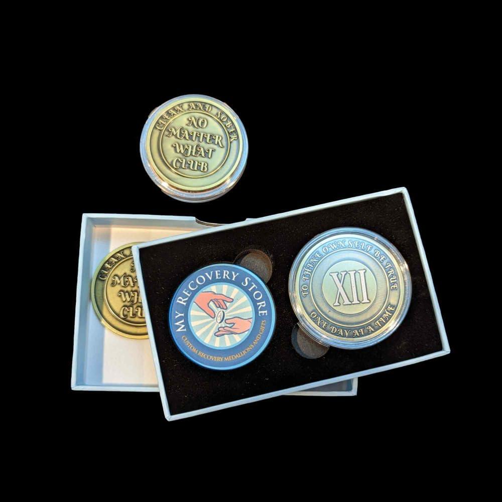 MYRECOVERYSTORE No Matter What Club AA Recovery Medallion with Gift Box in 1 to 60 Years with Custom Engraving (52 Years)