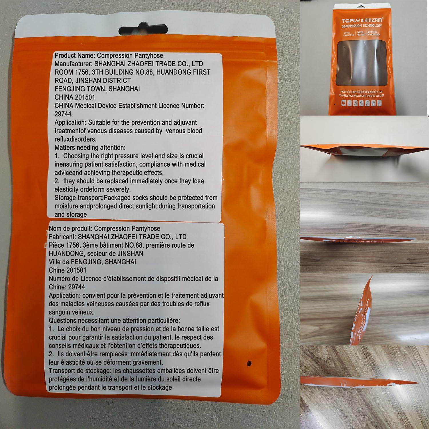 AMZAM AMZAM Medical Compression Pantyhose for Women Men, 15-20 mmHg Graduated Compression Tights, Opaque Toeless Compression Stockings Waist High Support Tights for Edema, Varicose Veins, DVT, Brown M