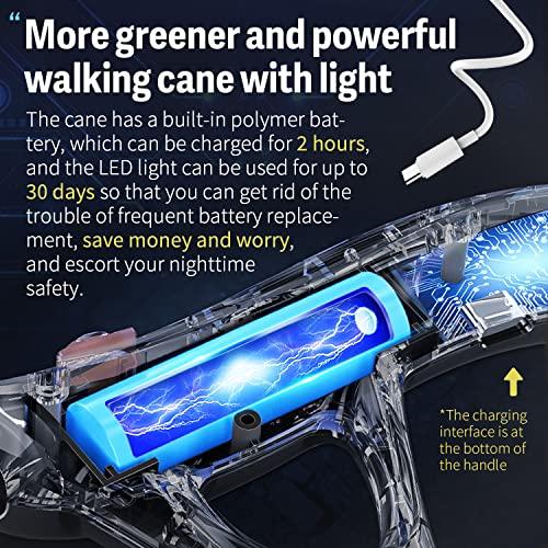 ispuoocti ispuoocti Folding Cane, Smart Alarm Foldable Cane with Light, Fashion Walking Cane for Women&Men, Adjustable Canes for Seniors, USB Direct Charging, Lightweight and Portable (Red)