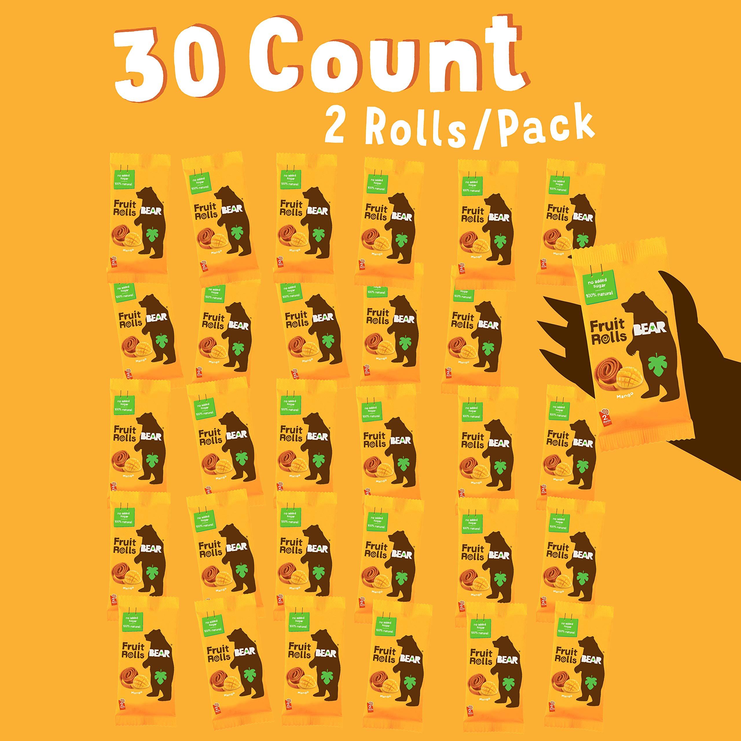 BEAR BEAR Real Fruit Yoyos, Mango, No Added Sugar, All Natural, Non GMO, Gluten Free, Vegan, Healthy On-The-Go Snack For Kids & Adults, 0.7 oz (Pack of 30)