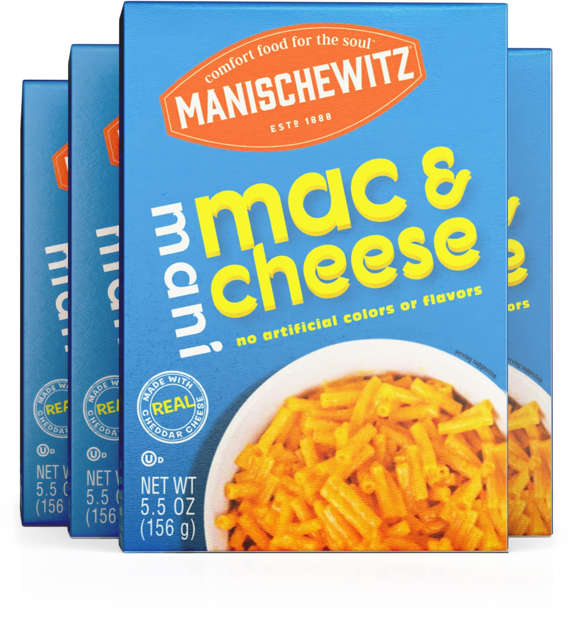 Manischewitz Manischewitz Kosher Mac & Cheese, 5.5oz (4 Pack) Made with Real Cheddar Cheese, No Artificial Colors of Flavors, Certified Kosher