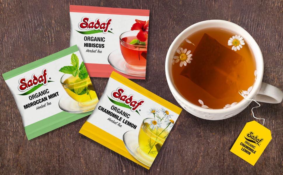 Sadaf Sadaf Organic Moroccan Mint Tea - Mint Tea Bags - Ideal for Hot or Iced Tea - Organic Herbal Tea - Kosher - 18 Wrapped Tea Bags