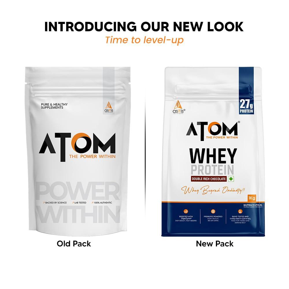 Asitis Nutrition Asitis Nutrition AS-IT-is Atom Whey Protein 1kg/35.2 Oz with Digestive Enzymes | USA Labdoor Certified for Accuracy & Purity | Double Rich Chocolate Flavor | 27g Protein | 5.7g Bcaa