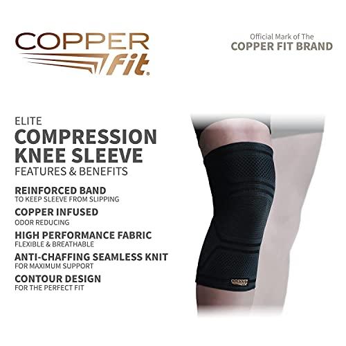 Copper Fit Copper Fit Elite Knee Compression Sleeve Knee Brace 2-Pack, Black (Large/X-Large, 16\'\'-20\'\'),2.0 Count