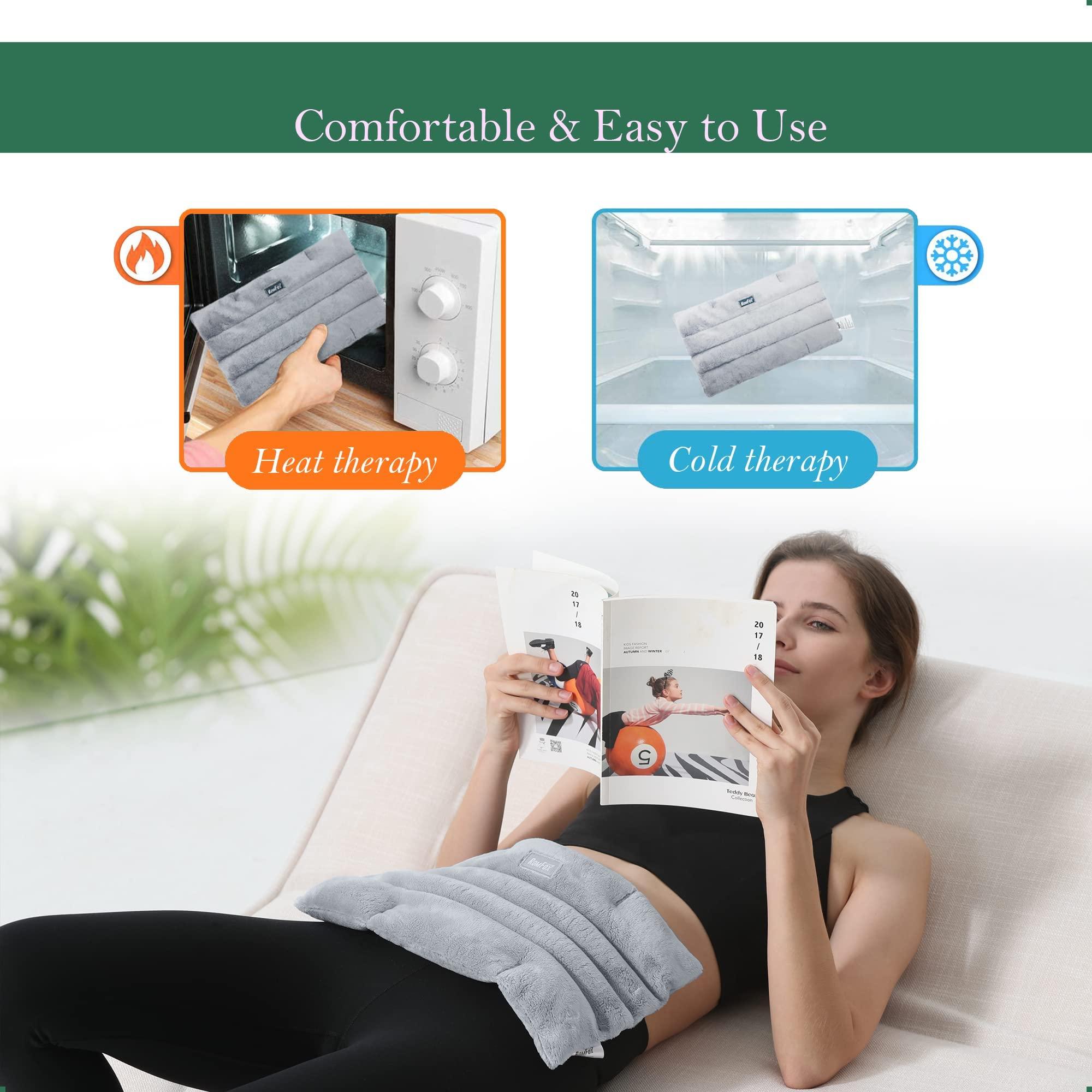 Romfox Romfox Microwavable Heating Pad for Pain Relief, Moist Heat for Menstrual Cramps, Muscles, Joints, Back, Neck and Shoulders, Heat Compress Pillow, for Both Hot and Cold Therapy (Grey - Unscented)