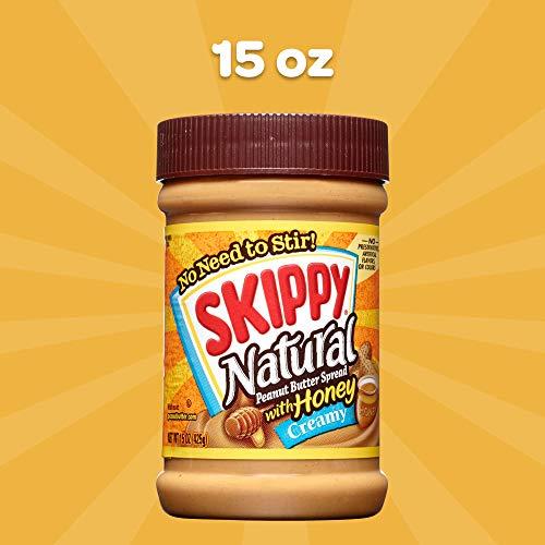 SKIPPY Skippy Creamy Peanut Butter, Natural with Honey, 15-Ounce Jars (Pack of 6)