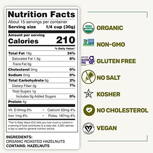 Happy Village Happy Village Organic Roasted Hazelnuts, 16 OZ Relealable Pack - Unsalted Turkish Filberts, Kosher, Non-GMO, Gluten Free Organic Filbert Nuts