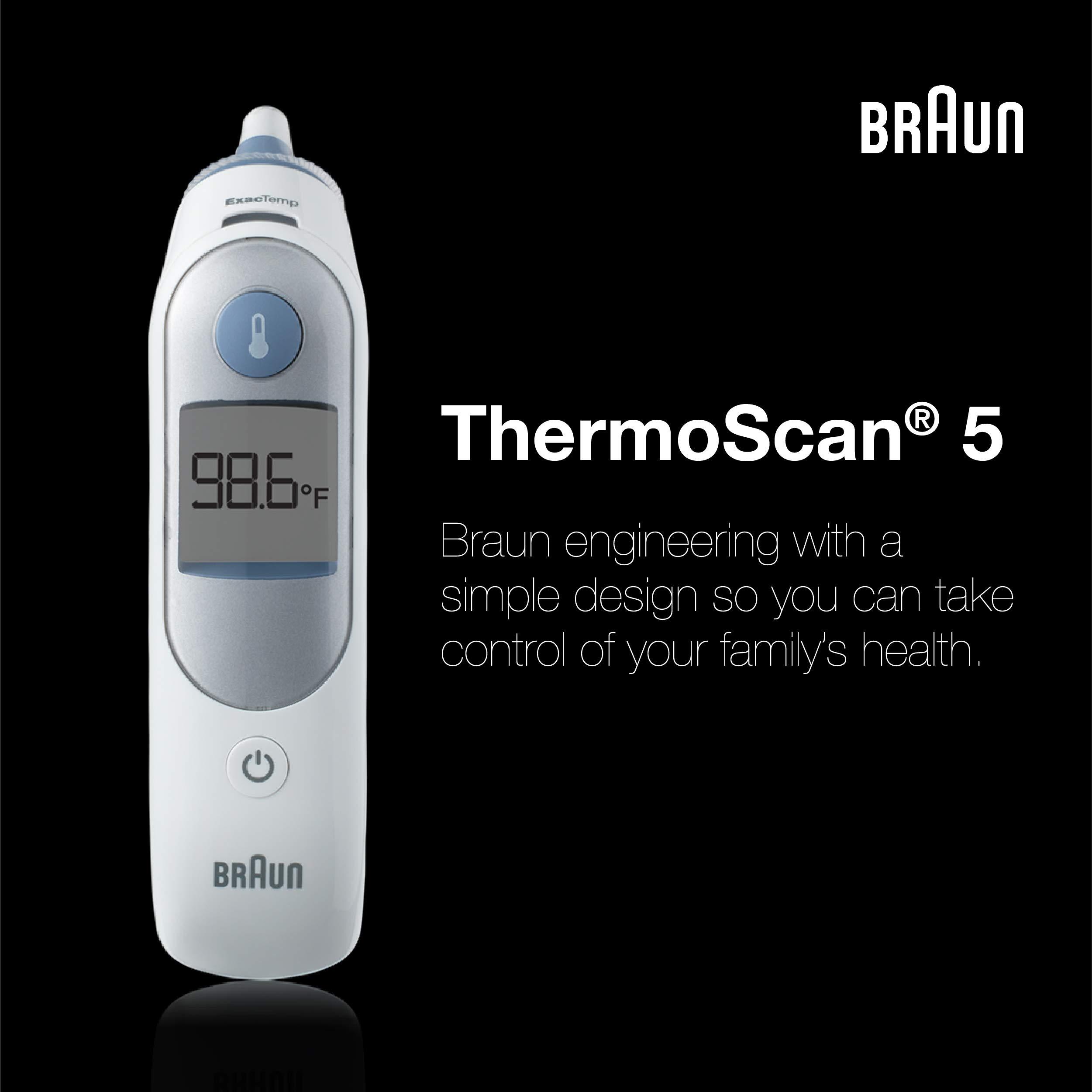 Vicks Braun ThermoScan 5 Ear Thermometer - ExacTemp Stability Indicator for Professional Accuracy, Digital Display, Baby and Infant Friendly, No. 1 Brand Recommended by Pediatricians, FSA and HSA Eligible