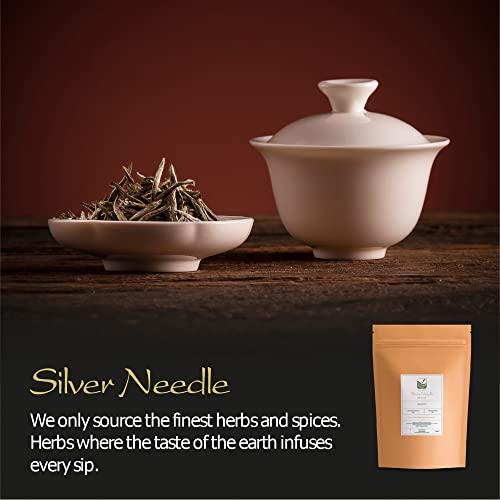 Valley of Tea Silver Needle White Tea - 100 Procent Pure Buds - Baihao Yinzhen Chinese Silver Tip Bai Hao Yin Zhen - White Tea Silver Bai Hao Yin Zhen Tea White Needle Tea Silver Needle Tea Bai Tea White Tip 40g