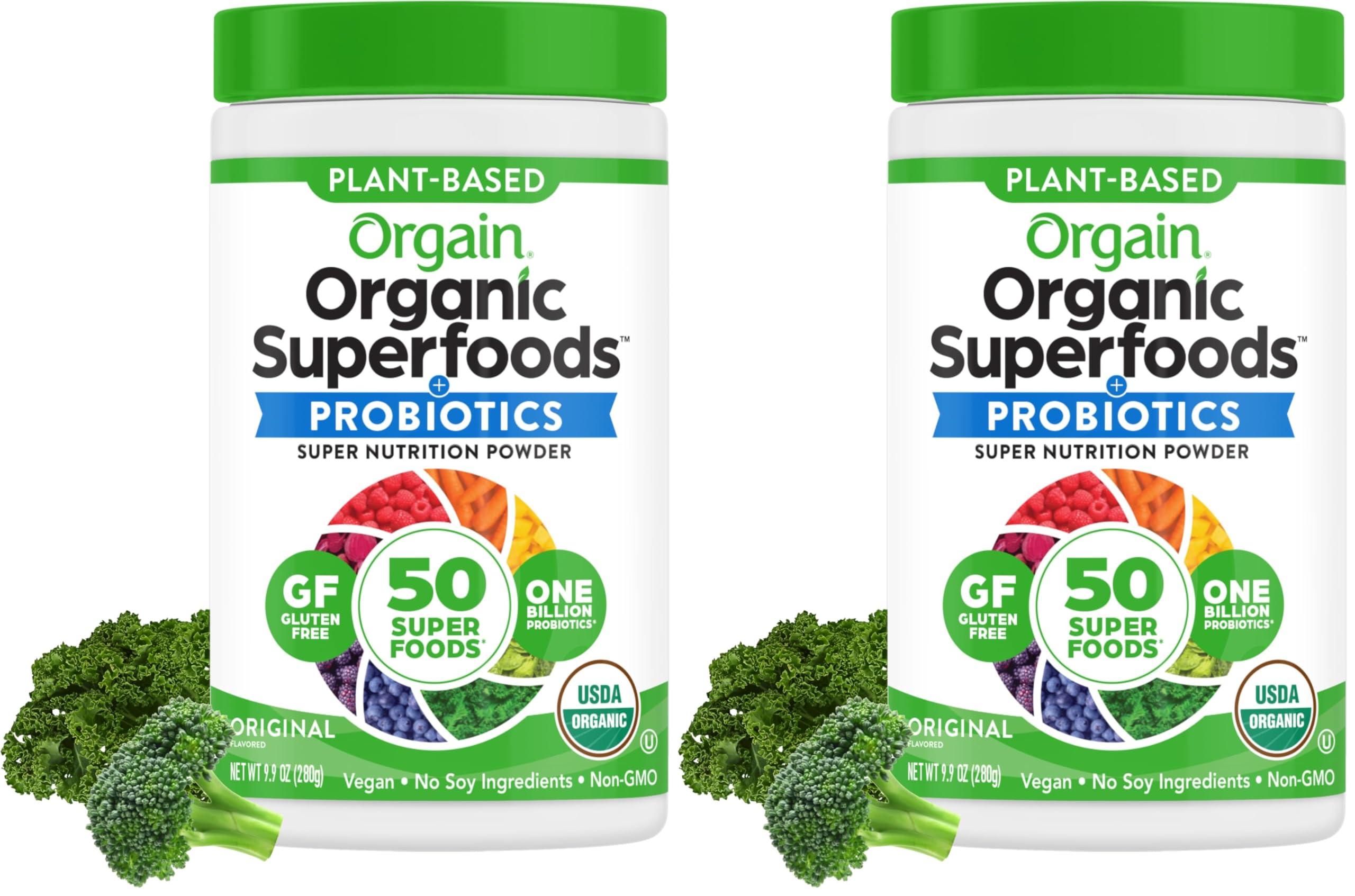 Orgain Orgain Organic Greens Powder + 50 Superfoods, Original - 1 Billion Probiotics for Gut Health, Antioxidants, Vegan, Plant Based, Gluten Free, Non GMO, Dairy Free Juice & Smoothie Mix - 0.62lb