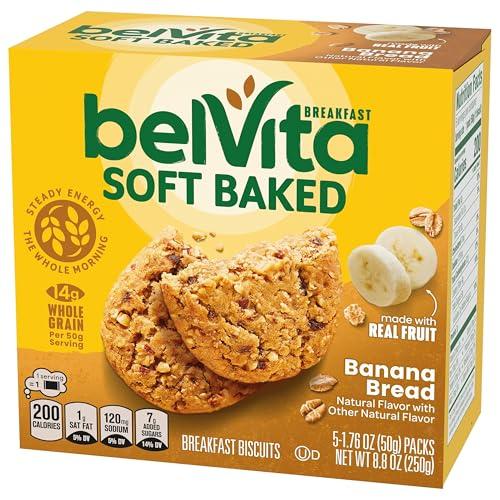 Belvita belVita Soft Baked Banana Bread Breakfast Biscuits, Chewy Breakfast Bars, 6 Boxes of 5 Packs (1 Biscuit Per Pack)