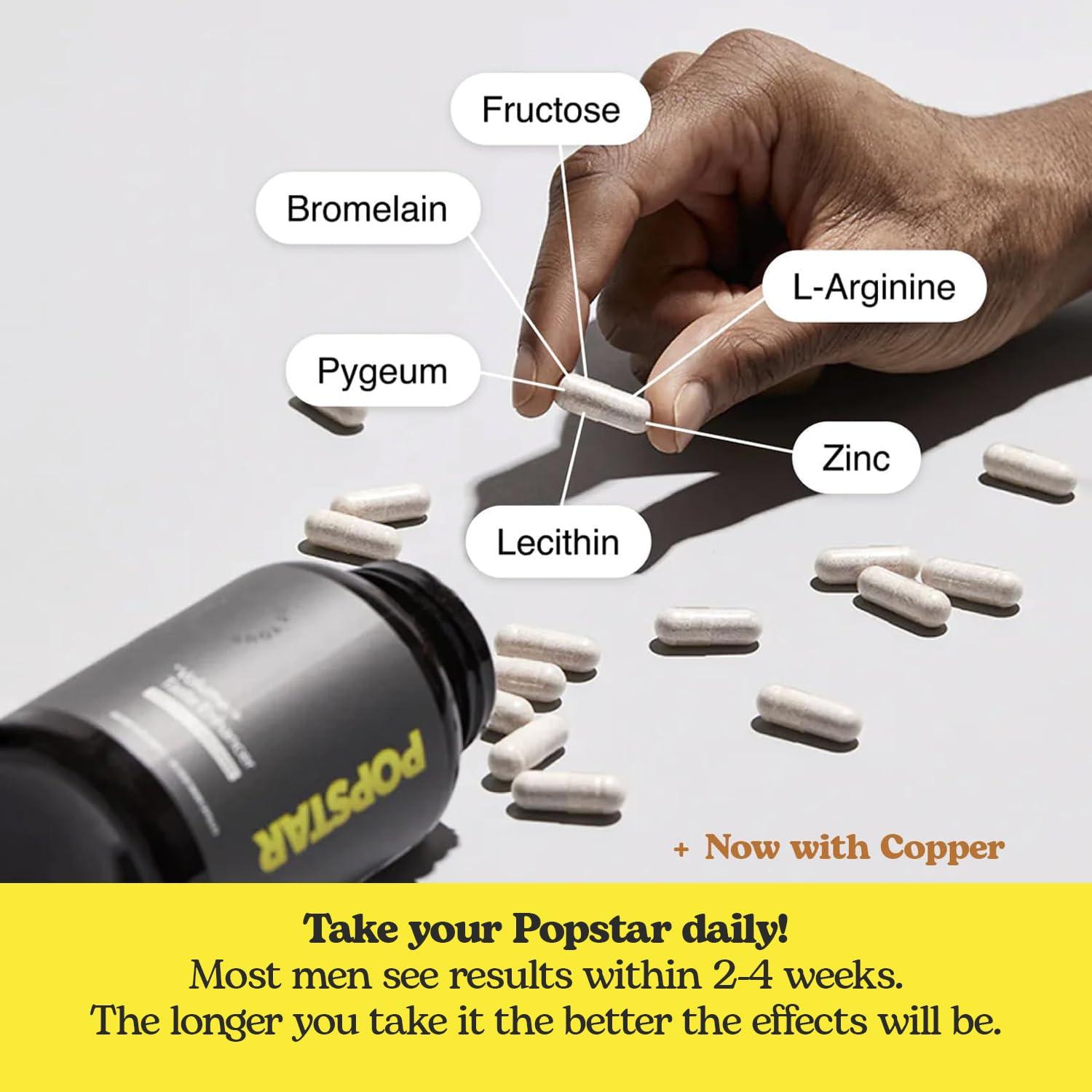 POPSTAR POPSTAR Labs Semen Volume Booster - Men\'s Semen Health & Fertility Supplement - Doctor Formulated to Increase Load Volume - Made in USA - Non-GMO, Organic, Vegan - 360 Capsules - (3 Month Supply)