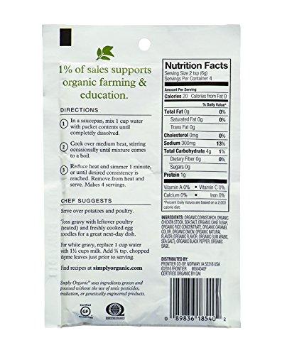 Simply Organic Simply Organic Chicken Flavored Gravy Mix, 0.85 Ounce 12-Pack, Certified Organic, Gluten-Free, Kosher, Rich Chicken Gravy